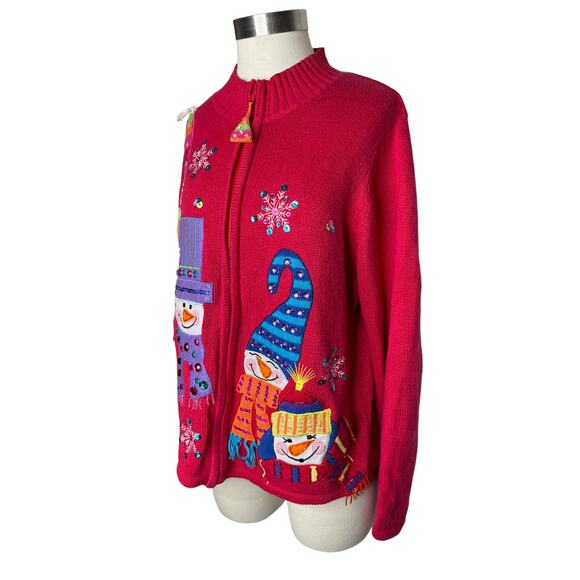 Vintage Tiera International Christmas Collection Women's Snowman Cardigan - Picture 5 of 10
